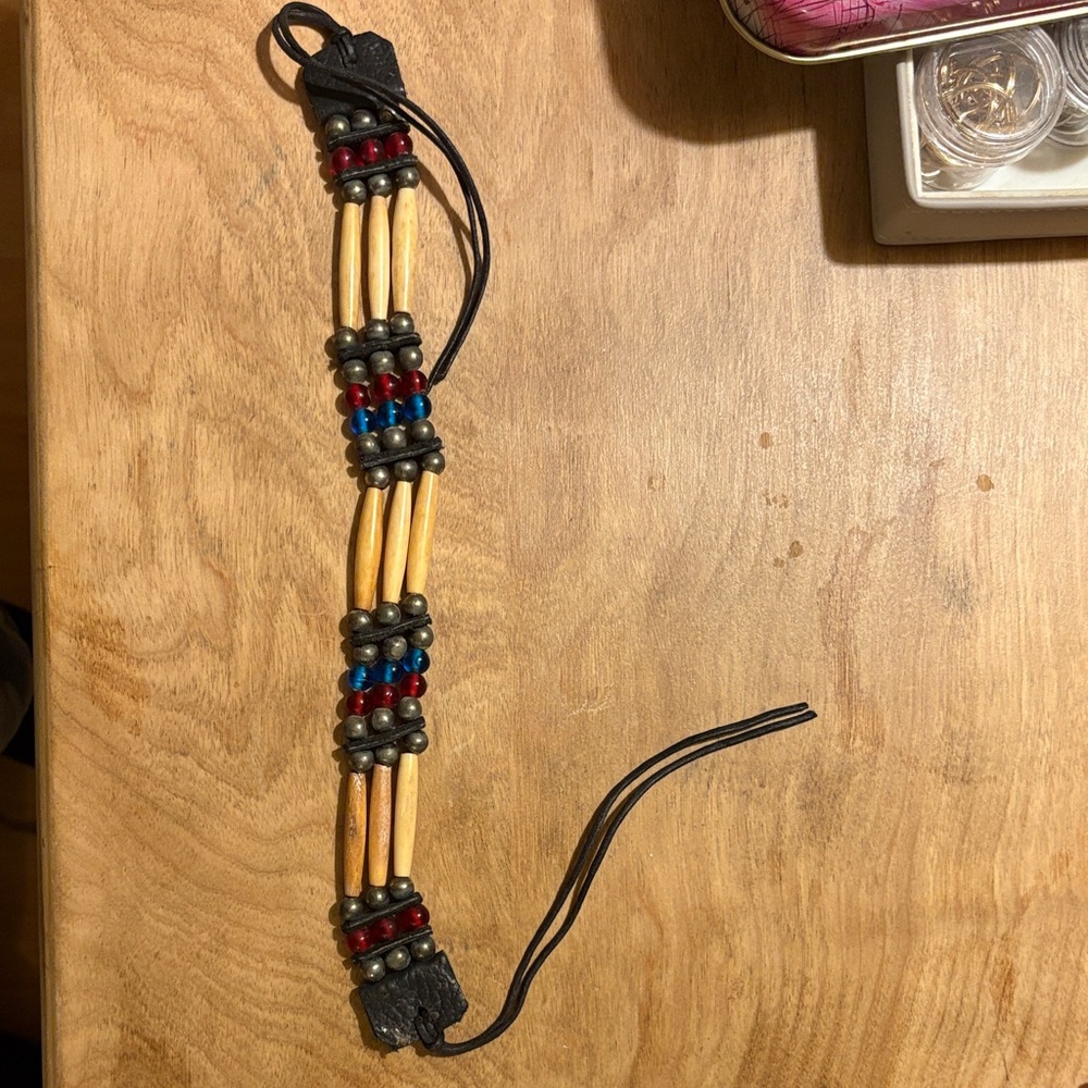 Vintage 3 Row Bone Pipe Native American Choker.